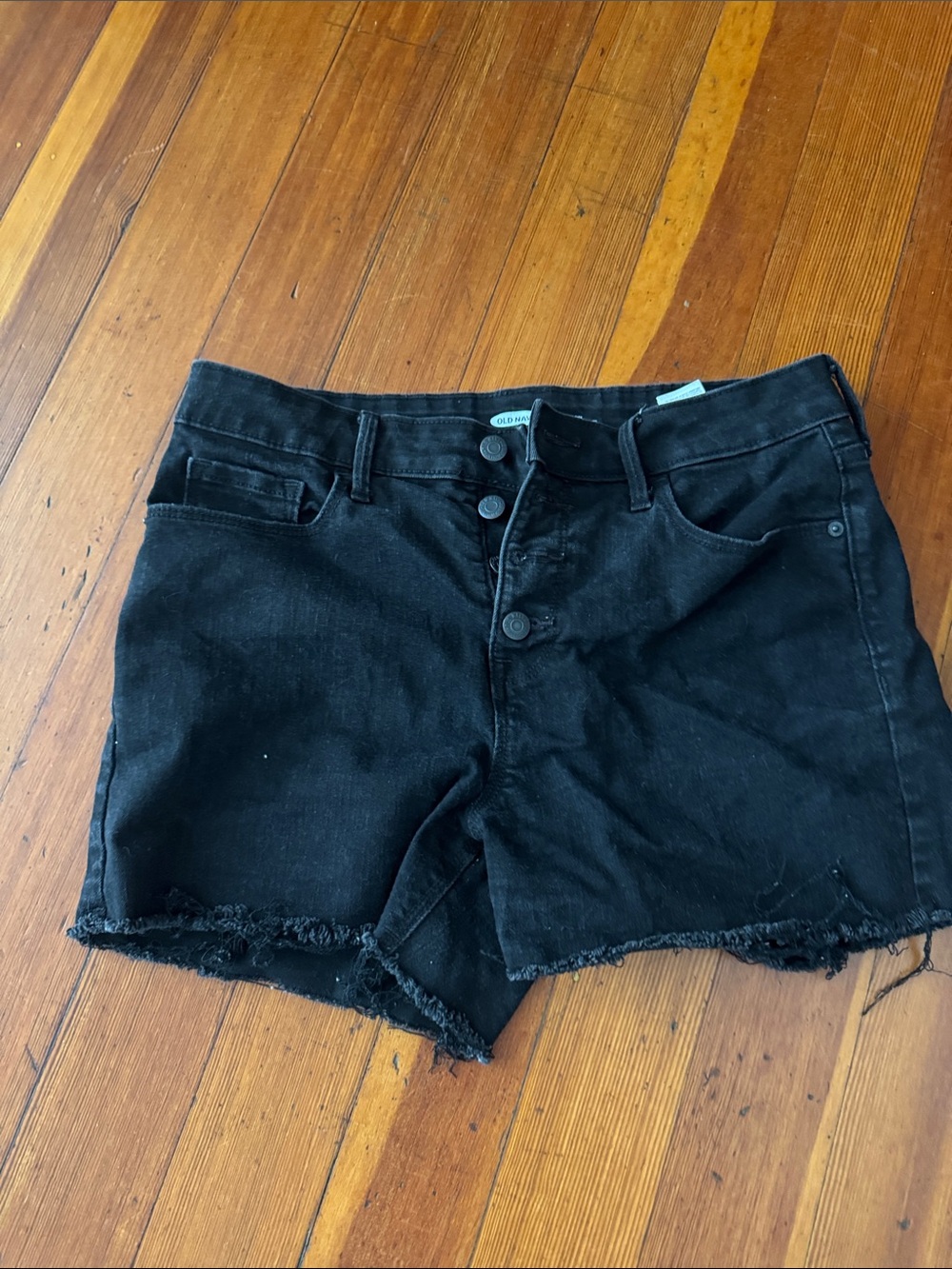 Old Navy Black High-Rise Button-Fly Denim Shorts